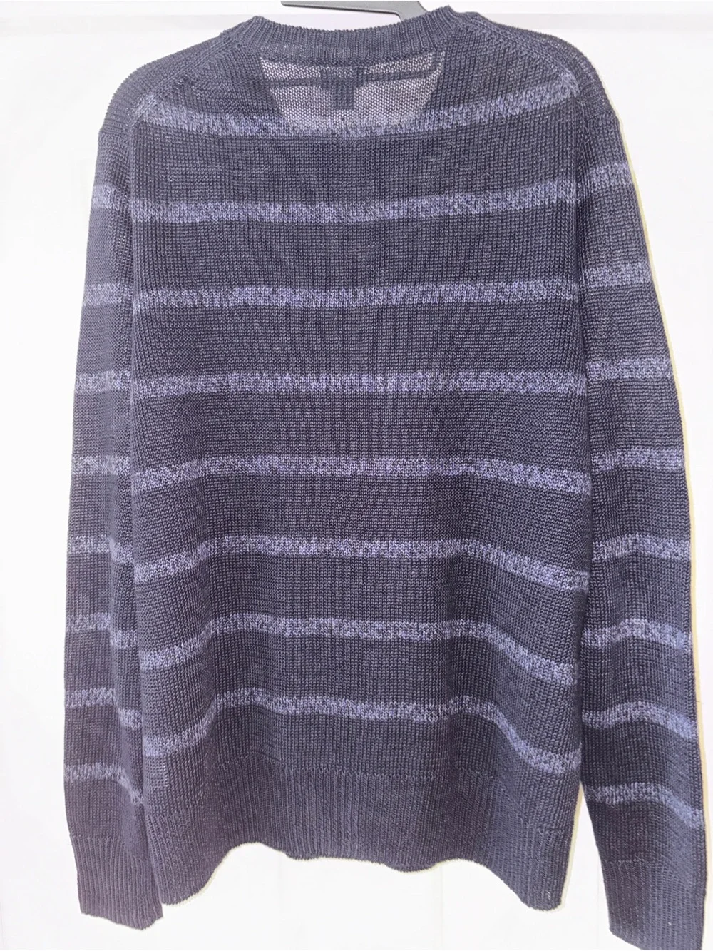 J. Crew 100% Linen Crewneck Sweater Navy/Blue Stripe Lightweight Layering